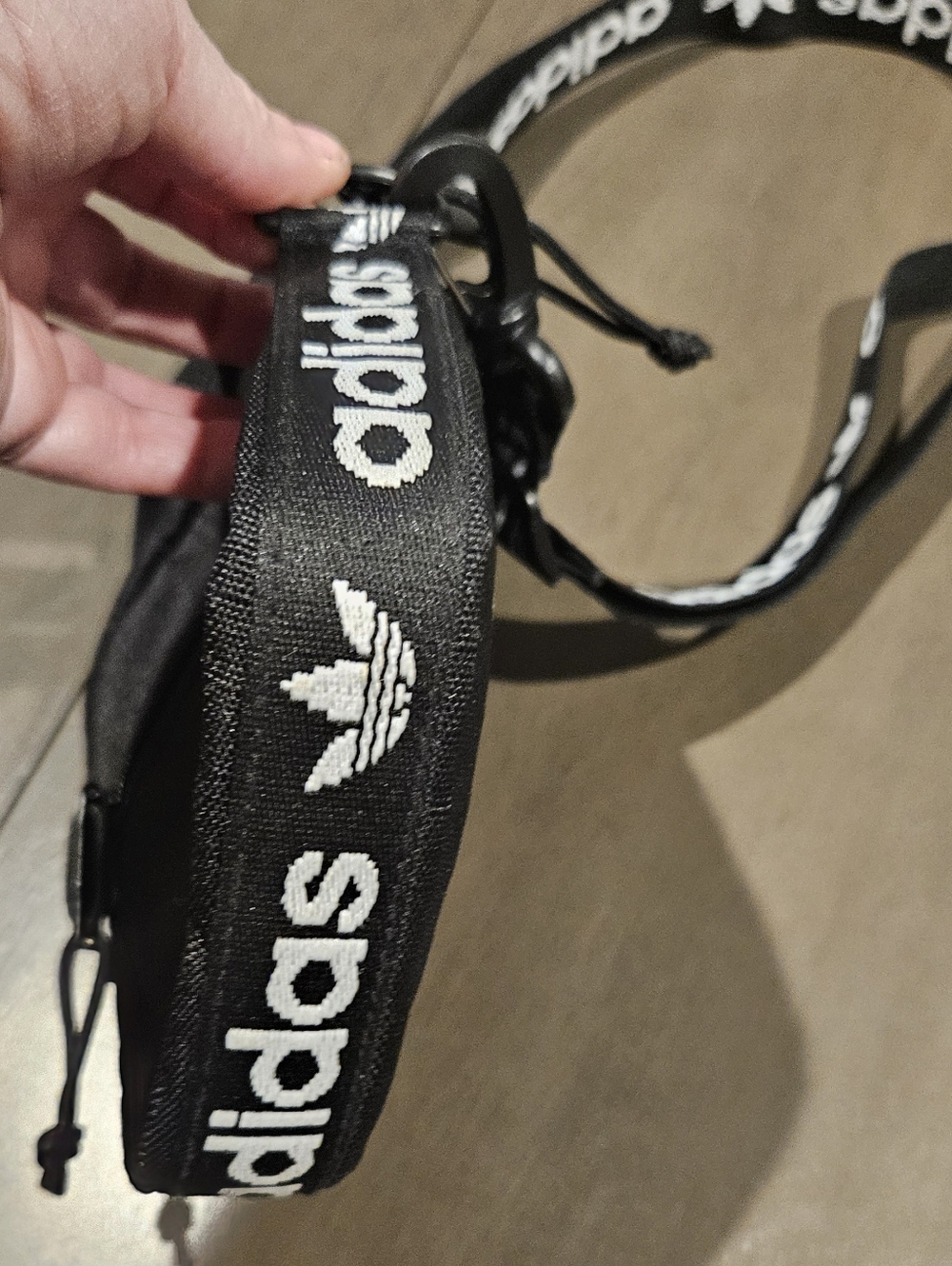adidas Black Mini Trefoil Shoulder Pouch with Logo Strap - Picture 3 of 7